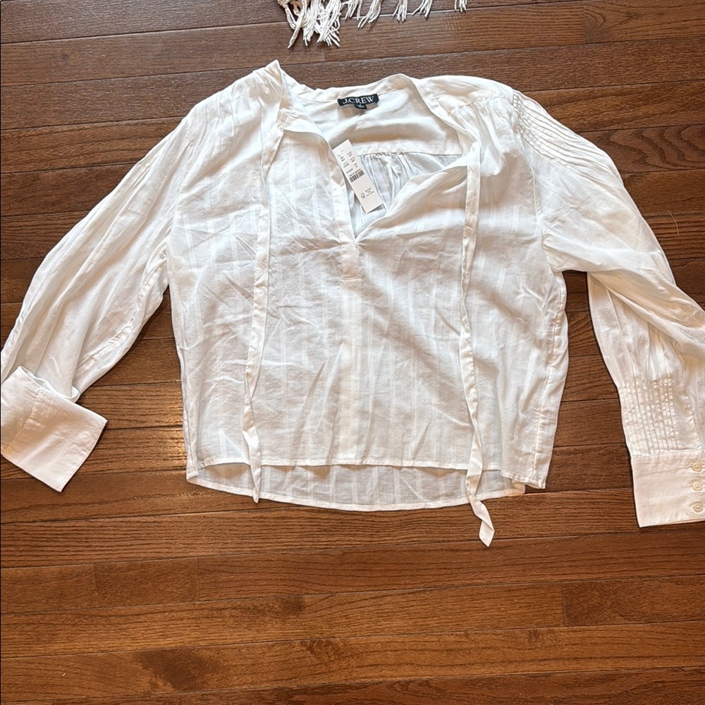 J.Crew V-neck tie top in cotton-blend dobby - Picture 4 of 5